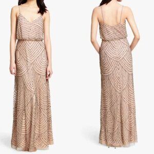 Adrianna Papell long formal sequin dress, spaghetti strap